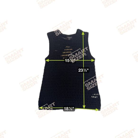 New HALOGEN Rich Black Pull Over Open Knit Sleeveless Sweater Vest Women's Sz M - Picture 8 of 8